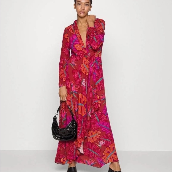 FARM Rio New Red Delicate Leaves Maxi Dress - Picture 7 of 9
